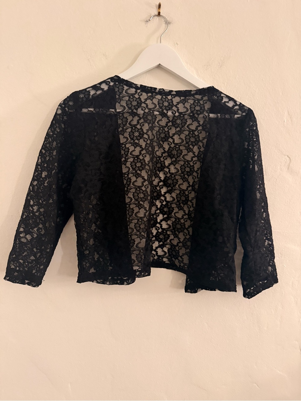 Women's Black Lace Open-Front Cardigan Sweater
